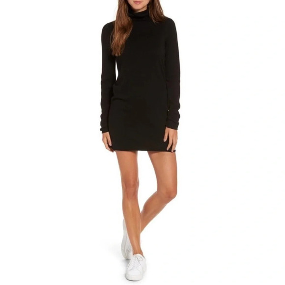 N:Philanthropy City Mini Black Wool/Cashmere T-neck Sweater Dress Open Back XS - Picture 2 of 13